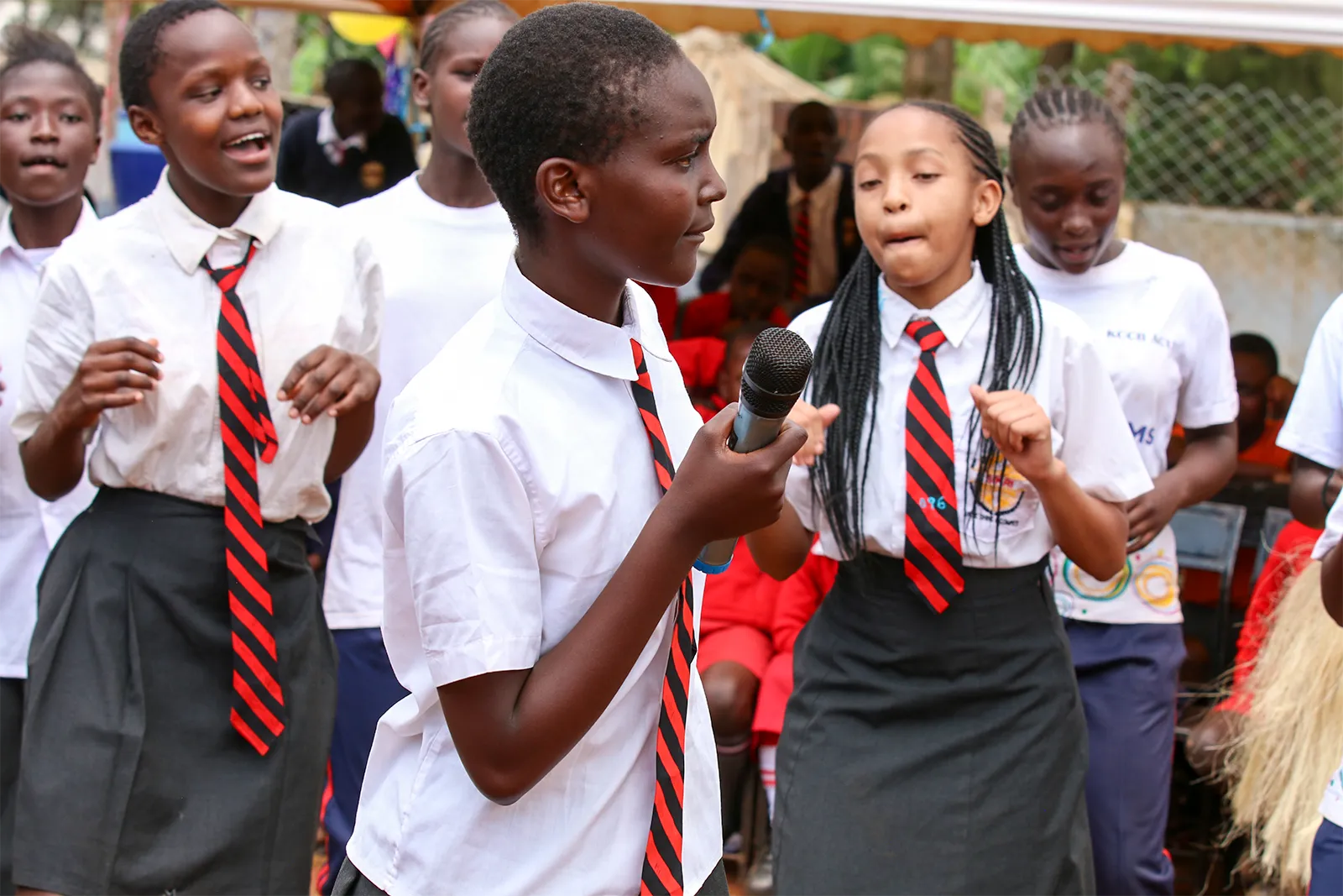 Students performing music at Sikri Junior Academy