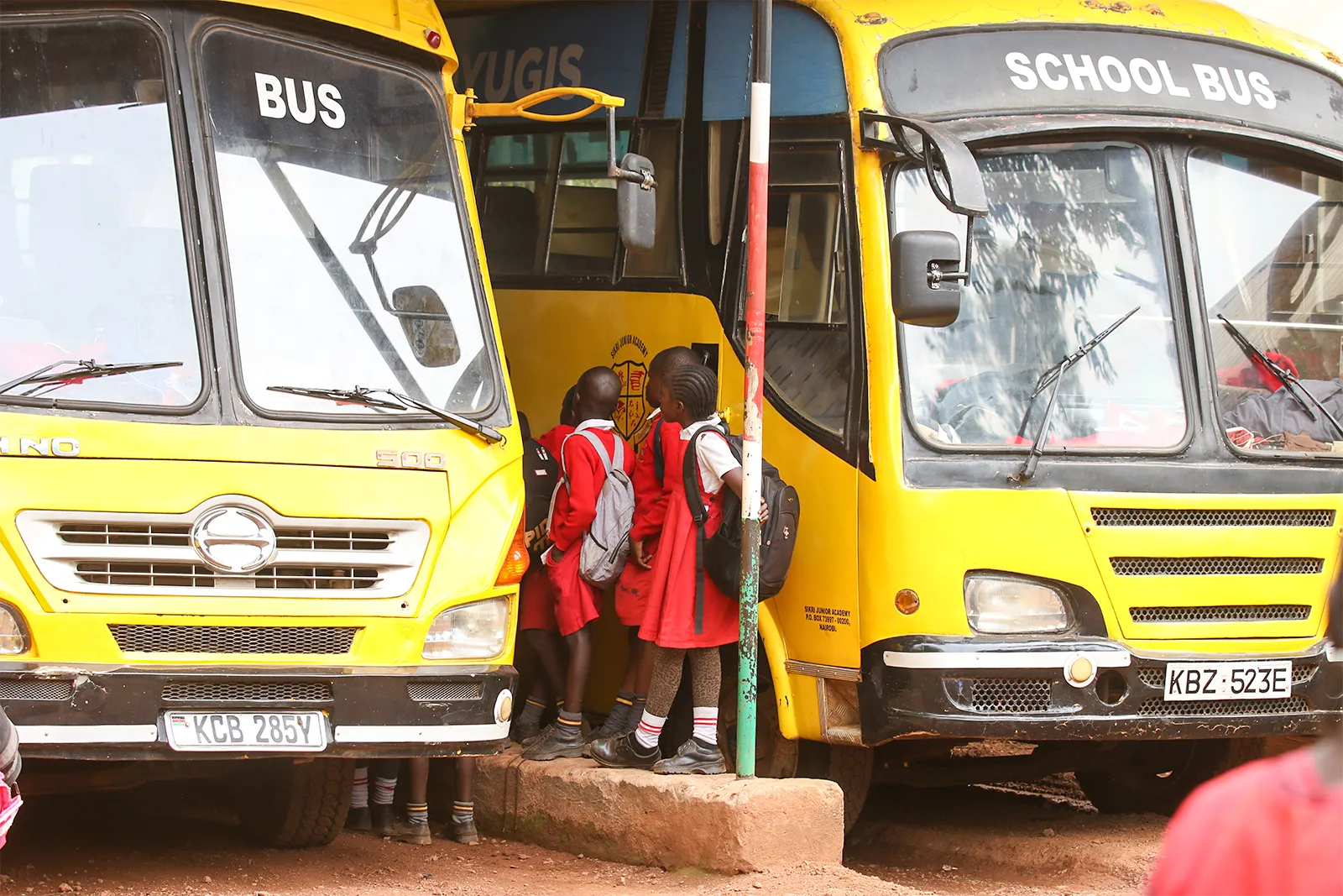 School transport vehicle at Sikri Junior Academy